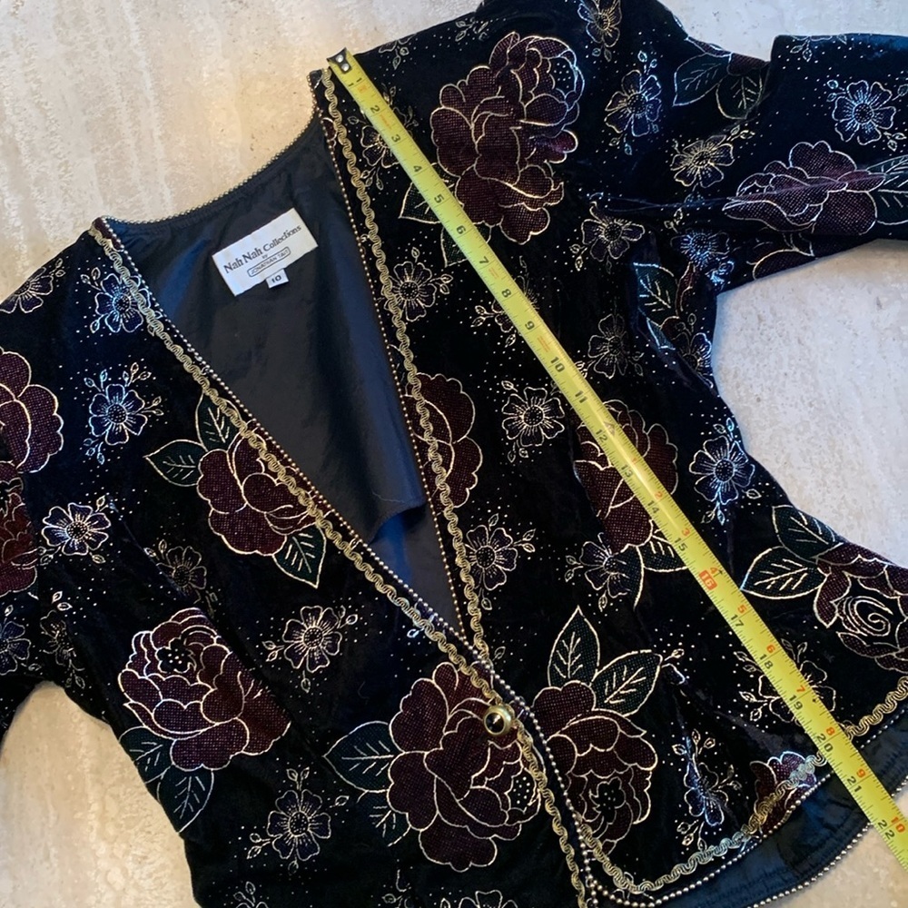 JONATHAN TAIT NAH NAH COLLECTION jacket women's 10, black floral velvet. EUC - Picture 14 of 17